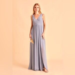 Prom/Grad/Wedding/Bridal dress in dusty blue chiffon flowy & airy